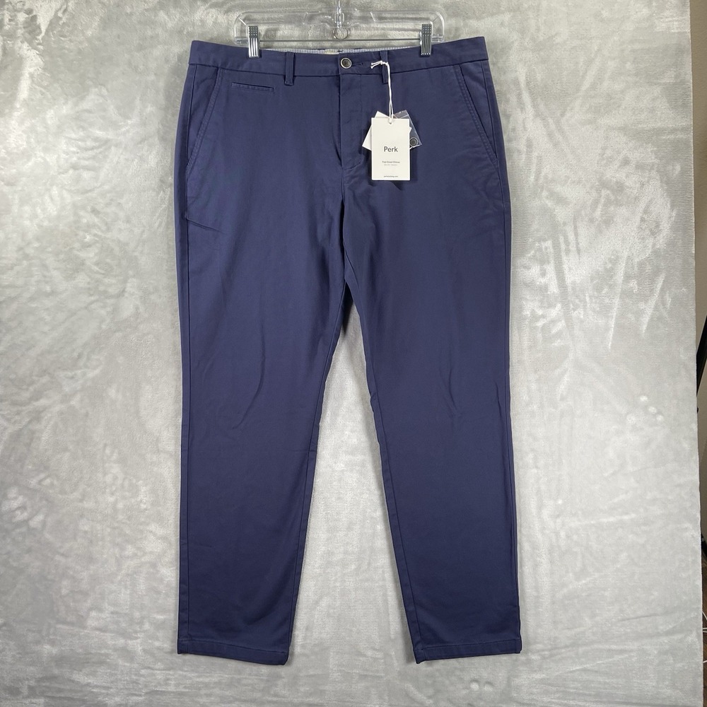 Perk Clothing Pants mens 38x29 Feel Good Chino Slim Tapered Fit Stretch Blue NWT
